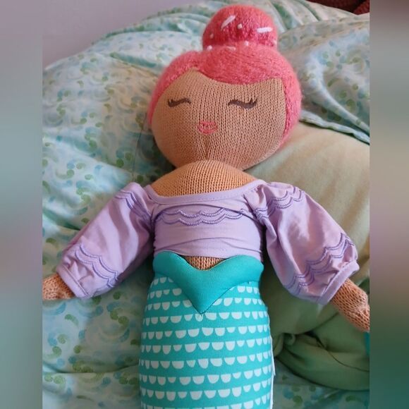 Pillowfort Knit Mermaid Plush 16” Decorative Pillow Toy Doll Kids Room Decor - Picture 2 of 8